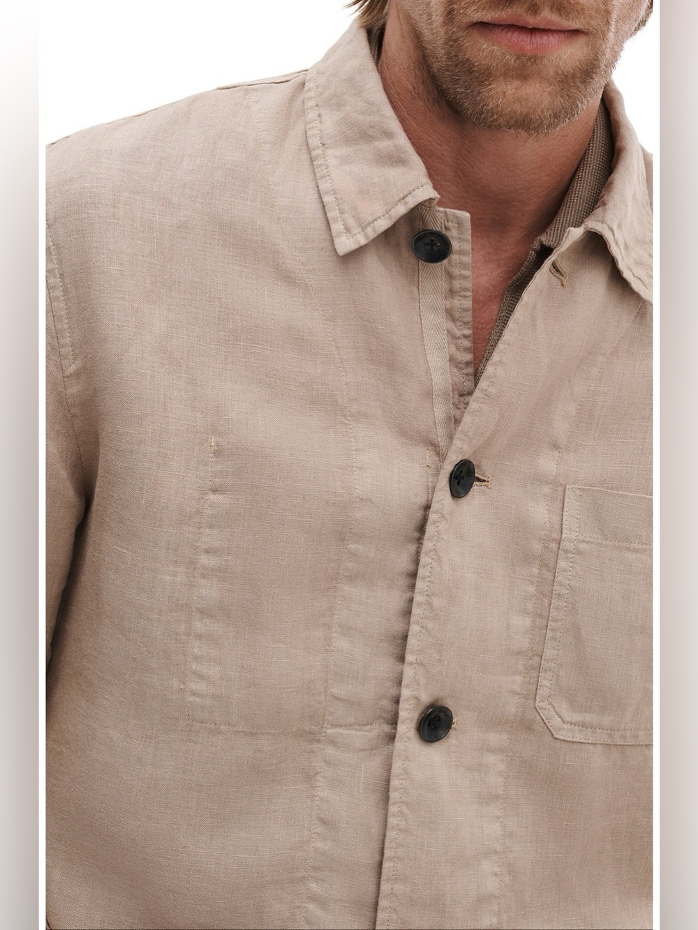 rag & bone Evan Linen Chore Jacket Sz XL Beige Pocket Casual Outdoors Ret. $528